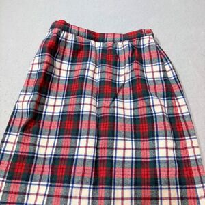 Vintage Pendleton Macduff Dress Tartan Wool Skirt Size 10 A-Line Midi Red Green